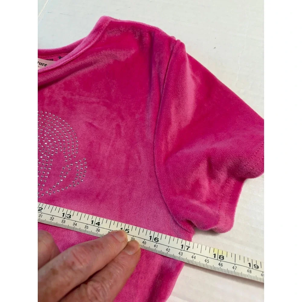 Juicy Couture Womens Hot Pink Velour Rhinestone Heart Pajama Lounge Set‎ Small
